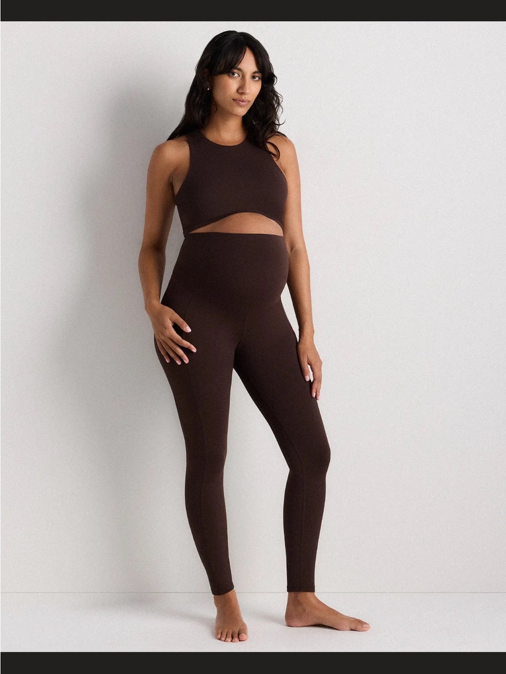 Quince Ultra-Form Maternity Pocket Leggings - Espresso Dark Brown Sz M - Picture 2 of 13